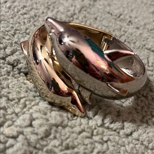 Gold and Silver Nature-Inspired Bracelet with Intricate Metalwork. Dolphins.